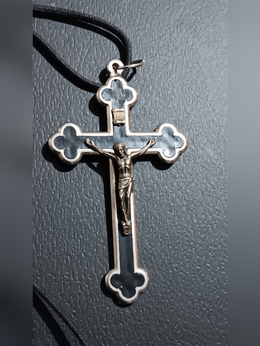 Cross Pendant Necklace with Engraved Text - Picture 1 of 3
